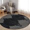 World Rug Gallery Bohemian Stripe Stain Resistant Area Rug 8 ft Round Black 385BLACK8RND - alternate 1