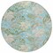 Homeroots 8' Teal Blue Olive Green And Beige Round Botanical Leaves Washable Indoor Outdoor Area Rug 618414 - alternate 5