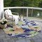 Homeroots 8' Navy Blue And Beige Round Floral Washable Indoor Outdoor Area Rug 610988 - alternate 2
