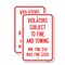 Signmission R7-8f Violators Subject to Fine and Towing Min. Fine $5, 12 X 18, Heavy Gauge Aluminum, 2PK A-1218-2PACK-23230 - alternate 1