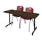 Regency Kobe T-Base Training Seminar Table W/ 2 M Stack Chairs, 72 in W, 24 in L, Neo Walnut MKTRCT7224NW47BY - alternate 1