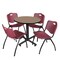 Regency Round Kobe Breakroom Table W/ 4 M Stack Chairs, 30 in W, 30 in L, Noble Oak TKB30RNDNO47BY - alternate 1