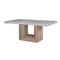 Homeroots 70" White and Natural Faux Marble and Wood Pedestal Base Dining Table 564891 - alternate 7