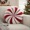 Homeroots 16" Red And White Cotton Velvet Round Christmas Striped Throw Pillow 719248 - alternate 1