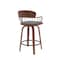 Homeroots 26" Gray And Wood Brown Faux Leather Swivel Low Back Counter Height Bar Chair 534441 - alternate 4