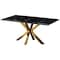Homeroots 79" Black and Gold Marble and Metal Cross Leg Base Dining Table 602324 - alternate 1