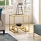 Homeroots 22" Brass And Clear Glass And Steel Square End Table With Shelf 544207 - alternate 3