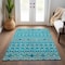 Homeroots 9' X 12' Teal Blue Ivory And Gold Geometric Washable Indoor Outdoor Area Rug 612224 - alternate 5