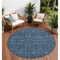 Homeroots 8' Round Blue and Black Round Floral Washable Non Skid Indoor Outdoor Area Rug 564307 - alternate 1