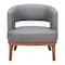 Homeroots 27" Slate Gray And Brown Faux Leather Arm Chair 556466 - alternate 2