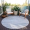 Homeroots 8' Sky Blue Round Striped Washable Indoor Outdoor Area Rug 608126 - alternate 4