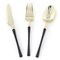 Elama 150 Piece Disposable Plastic Dinnerware Party Set for 25 Guests in Black with Gold Trim 750123351M - alternate 6