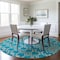 Homeroots 8' Teal Blue Ivory And Gold Round Geometric Washable Indoor Outdoor Area Rug 612222 - alternate 5