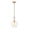 Jonathan Y Watts 10.5" 1-Light Mid-Century Modern Iron/Glass LED Pendant, Brass Gold/Clear JYL6400C - alternate 1