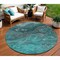 Homeroots 8' Teal Blue Aqua And Gray Round Abstract Washable Indoor Outdoor Area Rug 577843 - alternate 1