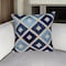 Homeroots 18" Beige and Blue Diamond Cotton Throw Pillow With Embroidery 529266 - alternate 1