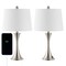 Jonathan Y Bennett 22.75" Modern Glam Iron Hourglass LED Table Lamp with USB Charging Port, Nickel, 2PK JYL6621B-SET2 - alternate 3