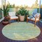 Homeroots 8' Mint Green Round Striped Washable Indoor Outdoor Area Rug 607964 - alternate 5