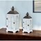 Homeroots Set of Two White And Black Distressed Ornate Glass Wood And Metal Floor Lantern Candle Holders, 2PK 517616 - alternate 4