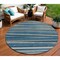 Homeroots 8' Denim Blue And Gray Round Striped Washable Indoor Outdoor Area Rug 597321 - alternate 1