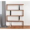 Homeroots 67" Walnut Manufactured Wood Four Tier Zig Zag Bookcase 482697 - alternate 5