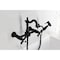 Kingston Brass Two-Handle Wall Mount Bridge Kitchen Faucet with Brass Sprayer, Matte Black KS2440AXBS - alternate 3