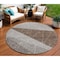Homeroots 8' Gray Silver And Taupe Round Geometric Washable Indoor Outdoor Area Rug 582472 - alternate 1