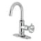Kingston Brass One-Handle 1-Hole Bathroom Faucet with Knurled Handle, Deck Plate, and Push Pop-Up Drain KSD2211RKZ - alternate 1