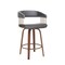 Homeroots 26" Gray And Wood Brown Faux Leather Swivel Counter Height Bar Chair 534466 - alternate 6