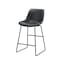 Homeroots Set of Two Black Faux Leather and Metal Low Back Counter Height Bar Chairs, 2PK 555071 - alternate 4
