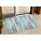 Homeroots 3' X 5' Teal Blue Plum And Ivory Striped Washable Indoor Outdoor Area Rug 631413 - alternate 1