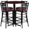 Flash Furniture Round Mahgny Bar Table, X-Base w/Burg Seats, 30", 30" L, 30" W, 42" H, Laminate Top, Wood Grain HDBF1026-GG - alternate 1
