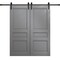 Sartodoors Modern Double Barn Door 64 x 84 inches, Ego 5012 Painted Grey Oak, 13FT Rail Track Set, Solid Pan EGO5012DB-SEK-6484 - alternate 1
