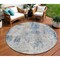 Homeroots 8' Denim Blue And Sky Blue Round Abstract Washable Indoor Outdoor Area Rug 587868 - alternate 1