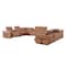 Homeroots Chestnut Italian Leather Power Reclining U Shaped Twelve Piece Sectional With Console 634662 - alternate 4