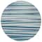 Homeroots 8' Teal Blue Gray And Ivory Round Striped Washable Indoor Outdoor Area Rug 597363 - alternate 6