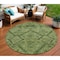 Homeroots 8' Olive Green Fern Green And Artichoke Green Round Floral Washable Indoor Outdoor Area Rug 588902 - alternate 1