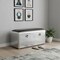 Homeroots 44in Black and Silver Genuine Leather and Metal Upholstered Storage Bench with Drawers 488864 - alternate 6