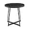 Homeroots 21.66" X 21.66" X 22.05" Round Side Table In Black Ash Wood And Black 370461 - alternate 3