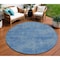 Homeroots 8' Blue Round Washable Indoor Outdoor Area Rug 598808 - alternate 1