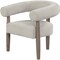 Homeroots 29" Cream and Light Brown Fabric And Wood Curved Arm Chair 554194 - alternate 3