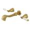 Kingston Brass Two-Handle Wall Mount Tub Faucet, Brushed Brass KS5027PL - alternate 1