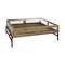 Homeroots 42" Clear and Black Glass and Metal Square Coffee Table With Two Drawers And Shelf 393165 - alternate 8