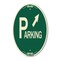Signmission Parking with Arrow Pointing to Top Right, 12 In X 18 In Architectural Oval, Heavy Gauge Aluminum A-OV-G-1218-24516 - alternate 1