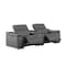 Homeroots 107in Dark Gray and Silver Italian Leather Power Reclining Loveseat With Storage 720573 - alternate 4