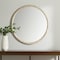 Homeroots 30" Brown Solid Wood Round Accent Mirror 607306 - alternate 1