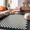 World Rug Gallery Contemporary Checkered Border Washable Non Slip Area Rug 5 ft x 7 ft Black WR81BLACK5X7 - alternate 1