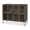 Homeroots 37in Antiqued Brass and Brown Metal and Solid Wood Accent Cabinet With Two Doors 611063 - alternate 1