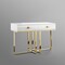 Homeroots 47" White Wood and Gold Stainless Steel Sled Console Table With Two Drawers 543865 - alternate 4