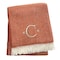 Homeroots 55" X 70" Terra Cotta White Herringbone Cotton Blend C Initial Throw Blanket w/ Tassels Embroidery 680599 - alternate 4